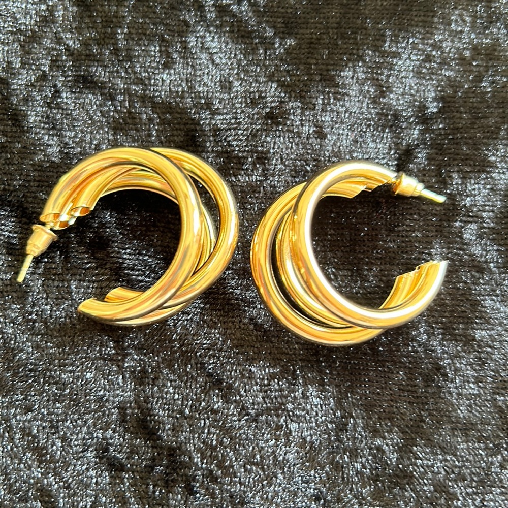 NEW fashion jewelry gold multi hoops